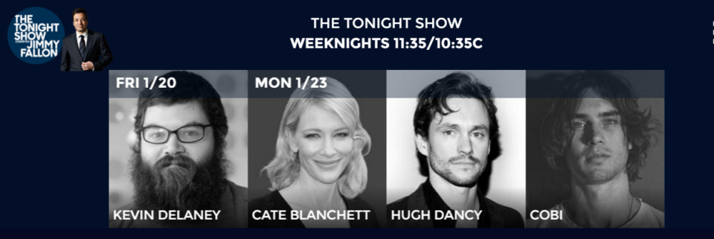 Cate Blanchett will be on The Tonight Show with Jimmy Fallon next Monday, January 23