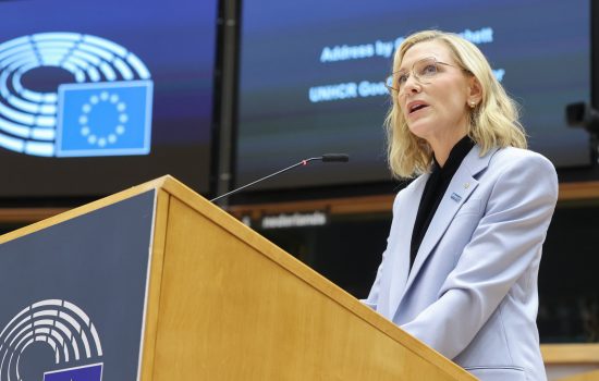 UNHCR Goodwill Ambassador Cate Blanchett addresses European Parliament
